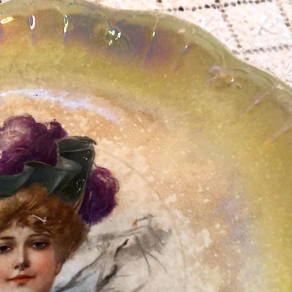 GUC- Hand-Painted Victorian Lady Plate - Picture 7 of 11